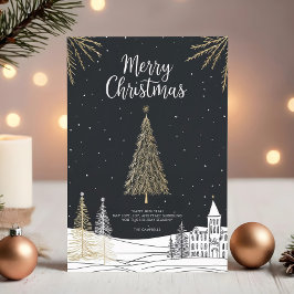 Merry Christmas Calligraphy Scrip Holiday Card Julkort