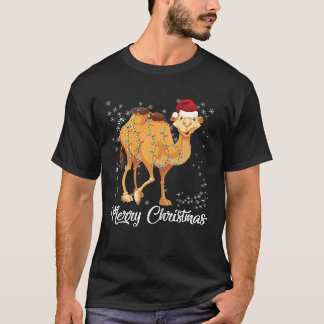 Merry Christmas Camel Ugly Sweater Santa Claus Xma T Shirt (Framsida)