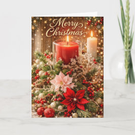 Merry Christmas Candlelight Holiday Greeting Kort