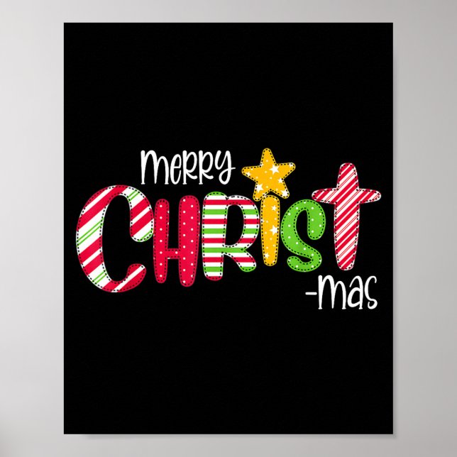 Merry Christmas Candy Cane Christ Holiday Faith  Poster (Framsidan)