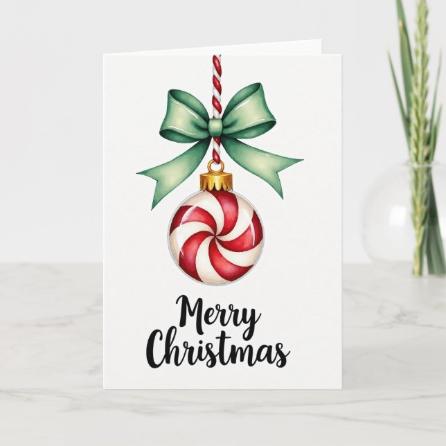 Merry Christmas Candy Cane Ornament Kort (Framsida)