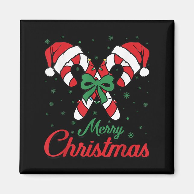 Merry Christmas Candy Cane Xmas Lights Toddlers Me Magnet (Framsidan)
