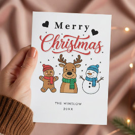 Merry Christmas Card – Custom Name & Year, Modern Julkort