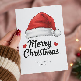 Merry Christmas Card – Custom Name & Year, Modern Julkort