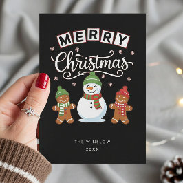 Merry Christmas Card – Custom Name & Year, Modern Julkort
