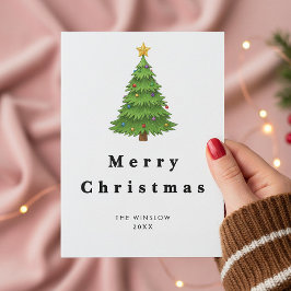 Merry Christmas Card – Custom Name & Year, Modern Julkort