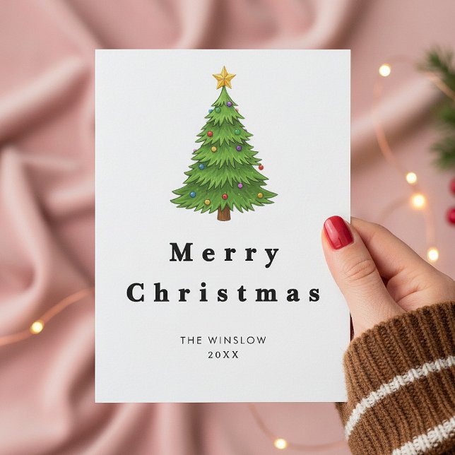 Merry Christmas Card – Custom Name & Year, Modern Julkort (Skapare uppladdad)