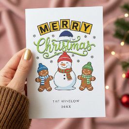 Merry Christmas Card – Custom Name & Year, Modern Julkort