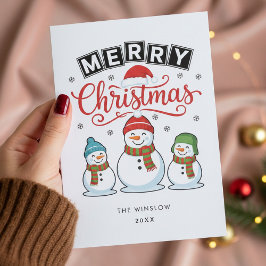 Merry Christmas Card – Custom Name & Year, Modern Julkort