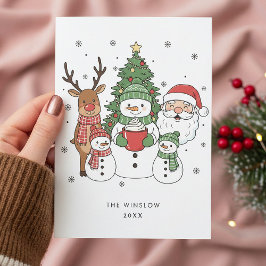 Merry Christmas Card – Custom Name & Year, Modern Julkort