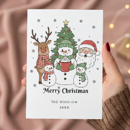 Merry Christmas Card – Custom Name & Year, Modern Julkort