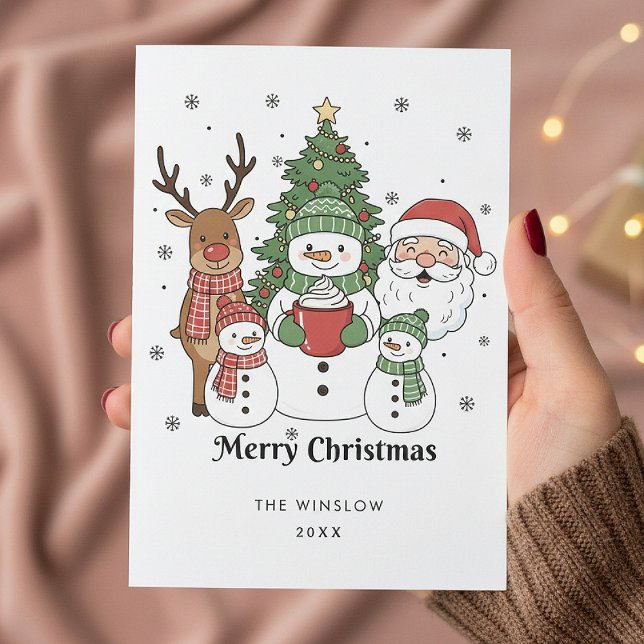 Merry Christmas Card – Custom Name & Year, Modern Julkort (Skapare uppladdad)
