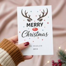 Merry Christmas Card – Custom Name & Year, Modern 