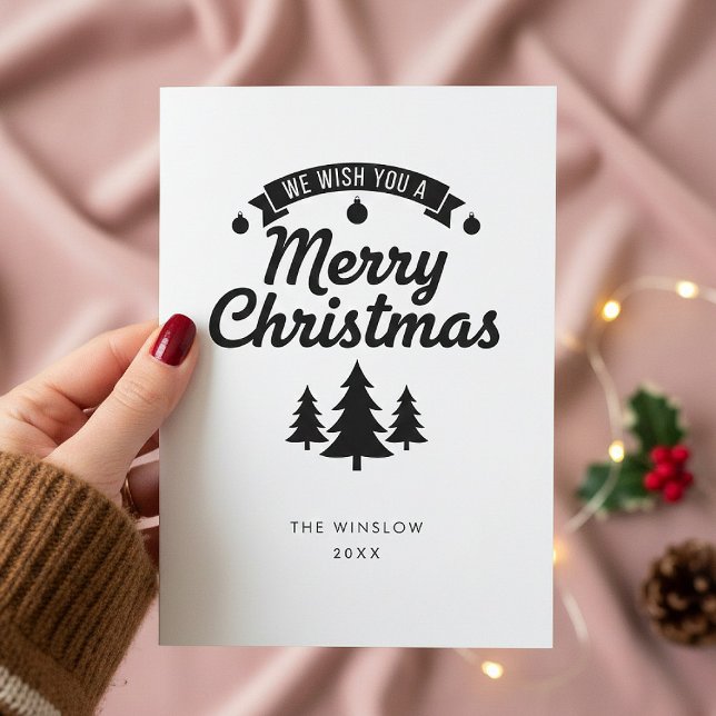 Merry Christmas Card – Custom Name & Year, Modern Julkort (Skapare uppladdad)