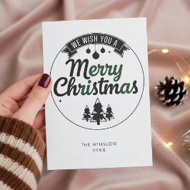 Merry Christmas Card – Custom Name & Year, Modern Julkort