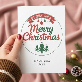 Merry Christmas Card – Custom Name & Year, Modern Julkort