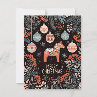 Merry Christmas Card With Ornaments Julkort