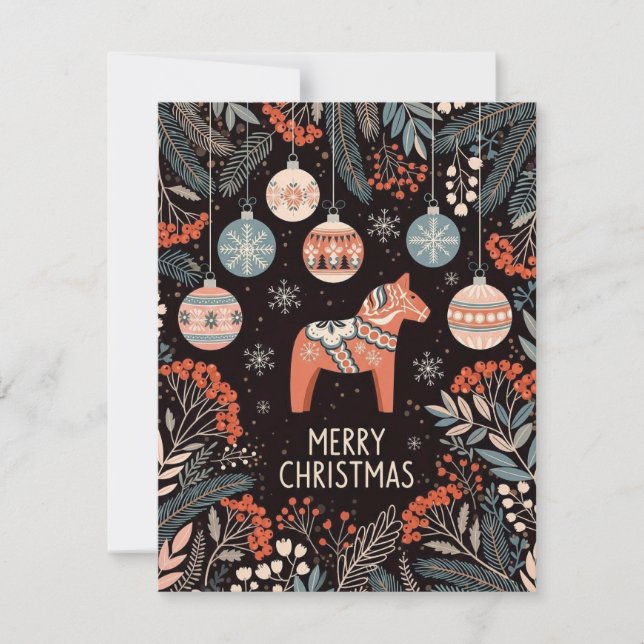 Merry Christmas Card With Ornaments Julkort (Framsida)