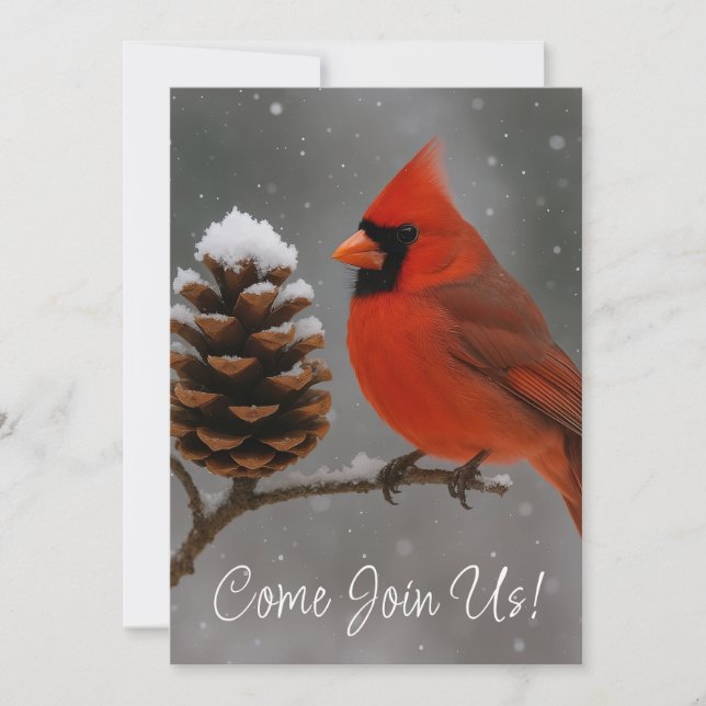 Merry Christmas Cardinal Inbjudningar (Framsida)