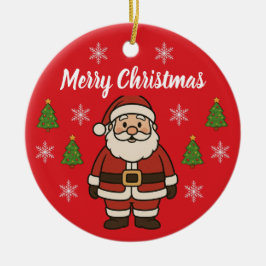 Merry Christmas Cartoon Santa Claus Fun Red Julgransprydnad Keramik