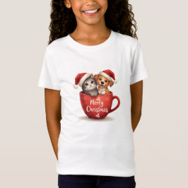 Merry Christmas Cat and Dog in Mug Shirt, Cute Pet T Shirt