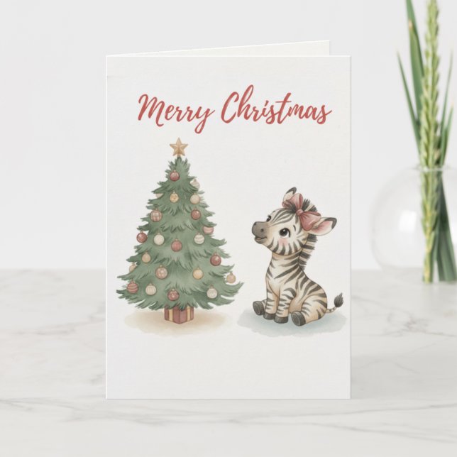 Merry Christmas Cat Card Cute Cat Tangled Kort (Framsida)