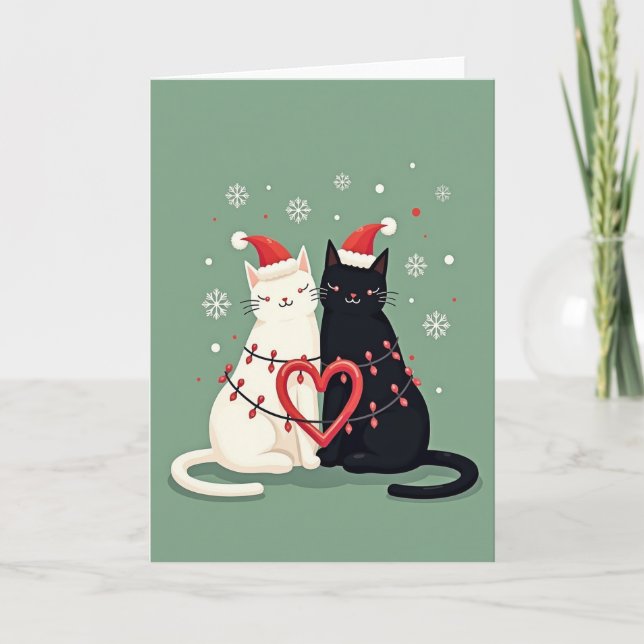 Merry Christmas Cat Couple Kort (Framsida)
