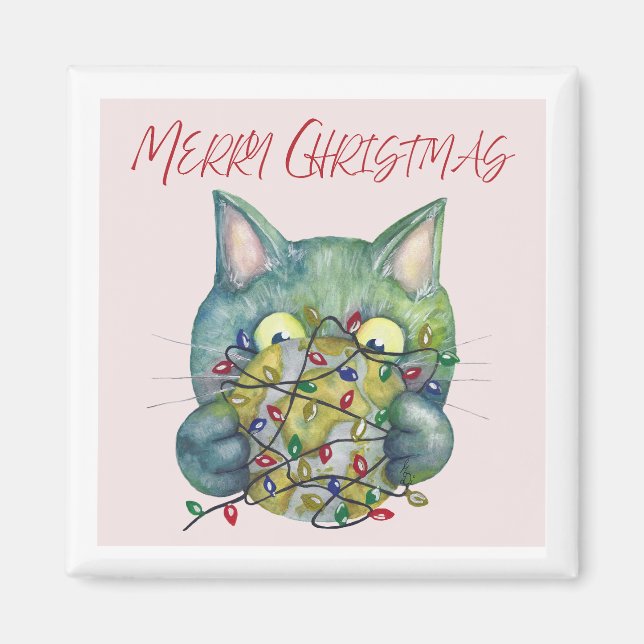 Merry Christmas Cat Magnet (Framsidan)