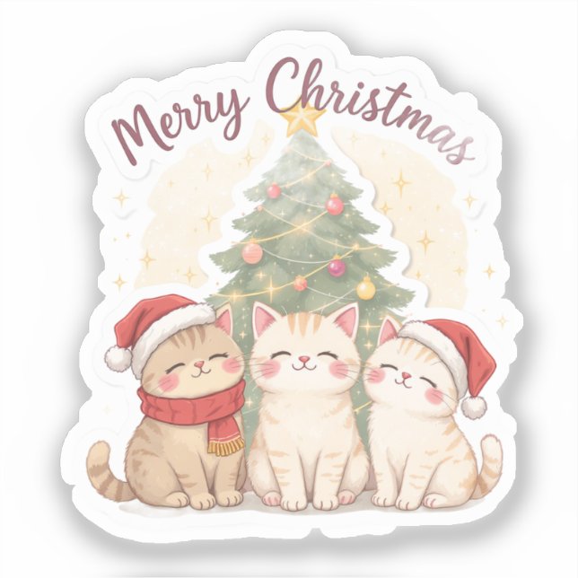 Merry Christmas Cats Sticker Klistermärken (Framsida)