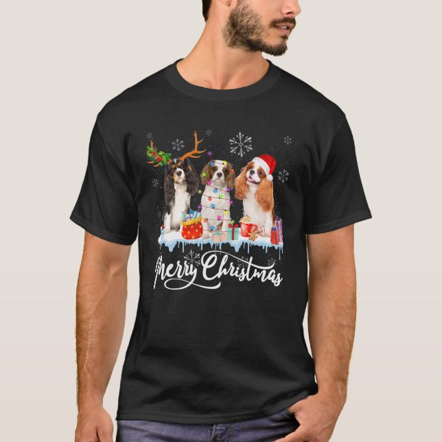 Merry Christmas Cavalier King Charles Spaniel Sant T Shirt (Framsida)