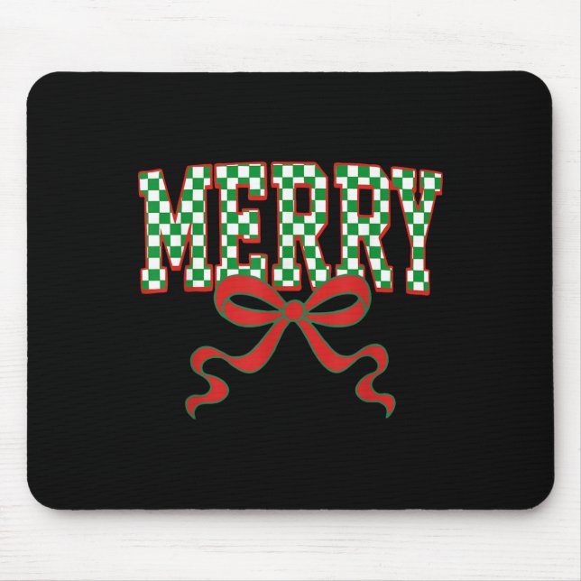 Merry Christmas Checkered Preppy Coquette Bow Xmas Musmatta (Framsidan)