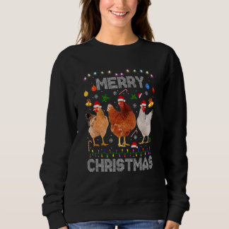Merry Christmas Chicken   Santa Hat Lights Xmas   T Shirt