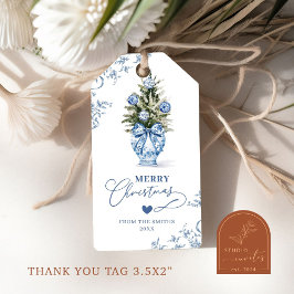 Merry Christmas Chinoiserie Ginger Jar Holiday Tag Presentetikett