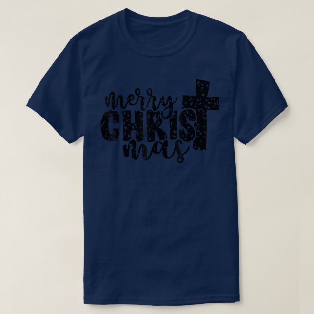 Merry Christmas Christian Cross Family Pajamas  T Shirt (Design framsida)