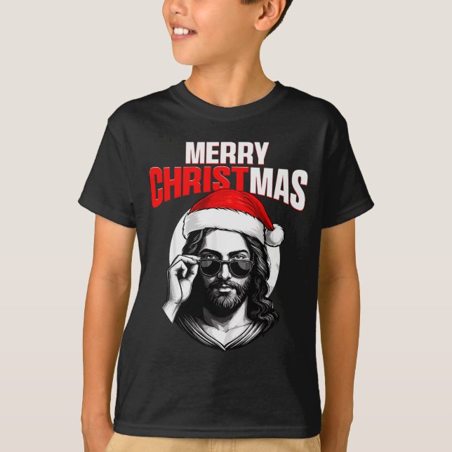 Merry Christmas Christian Jesus Pajamas Pjs Xmas M T Shirt (Framsida)