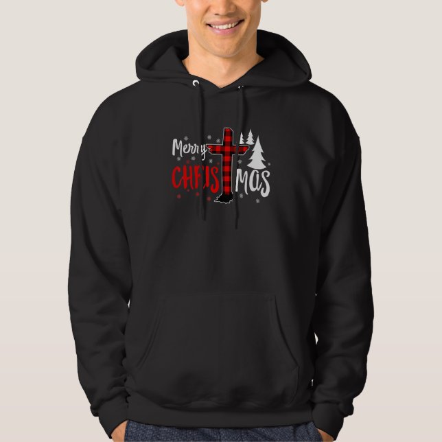 Merry Christmas Christians Buffalo Plaid 1 Hoodie (Framsida)