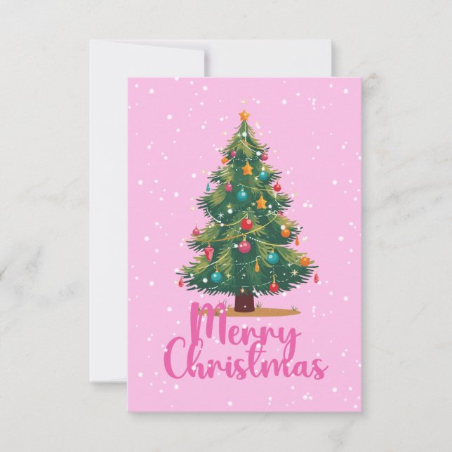 Merry Christmas, Christmas Tree, Holiday, Pink Tack Kort (Framsida)