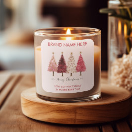 Merry Christmas | Christmas Trees Candle Labels Fyrkantigt Klistermärke