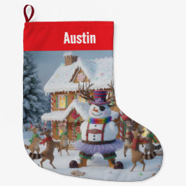 Merry Christmas Circle of Favorite Holiday Symbols Stor Julstrumpa