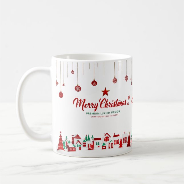 Merry Christmas Classic Mug – Red & Green Village  Kaffemugg (Vänster)