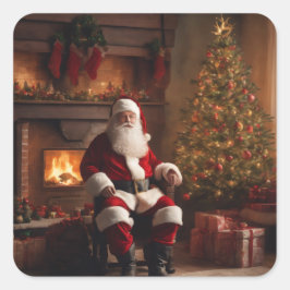 Merry Christmas Coaster – Festive Holiday Fyrkantigt Klistermärke