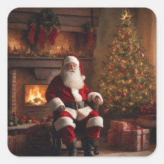 Merry Christmas Coaster – Festive Holiday Fyrkantigt Klistermärke