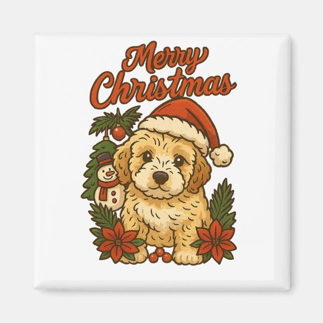 Merry Christmas Cockapoo Magnet (Framsidan)