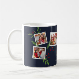 Merry Christmas Collage Custom Modern Holly Kaffemugg