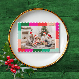 Merry Christmas Color Block Photo Holiday Card Julkort