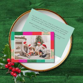 Merry Christmas Color Block Photo Holiday Card Julkort