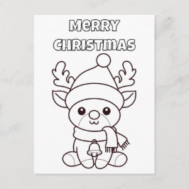 Merry Christmas Color Me Reindeer  Vykort