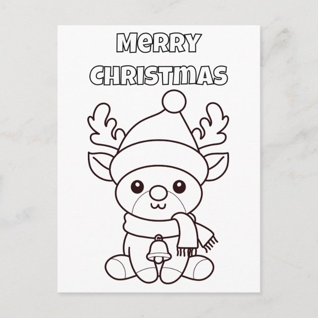 Merry Christmas Color Me Reindeer  Vykort (Framsida)