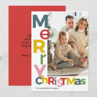Merry Christmas Colorful Photo Inbjudningar