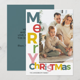 Merry Christmas Colorful Photo Inbjudningar